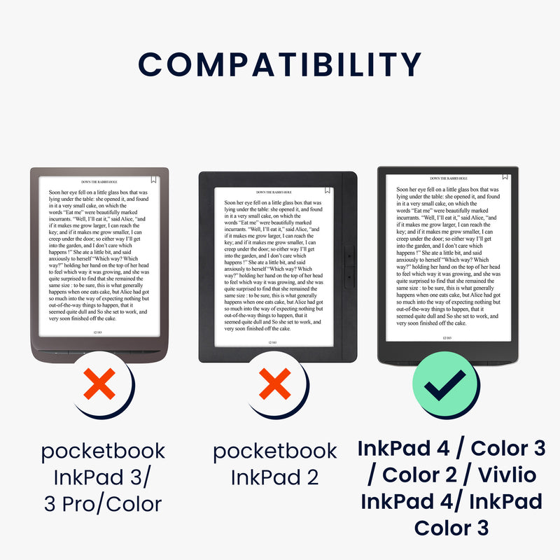 kwmobile Case for Pocketbook InkPad 4 / Color 3 / Color 2 / Vivlio InkPad 4 / InkPad Color 3 - eReader Flip Cover with Auto Sleep Function - Stand Case