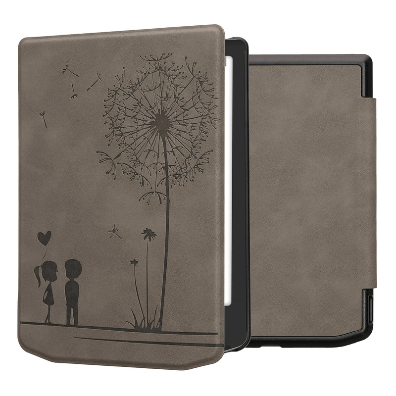 kwmobile Hülle kompatibel mit Pocketbook Verse / Verse Lite / Verse Pro / Color / Vivlio Light/Light HD Hülle - Kunstleder Cover - Pusteblume Love Grau Grau  [dsg01]