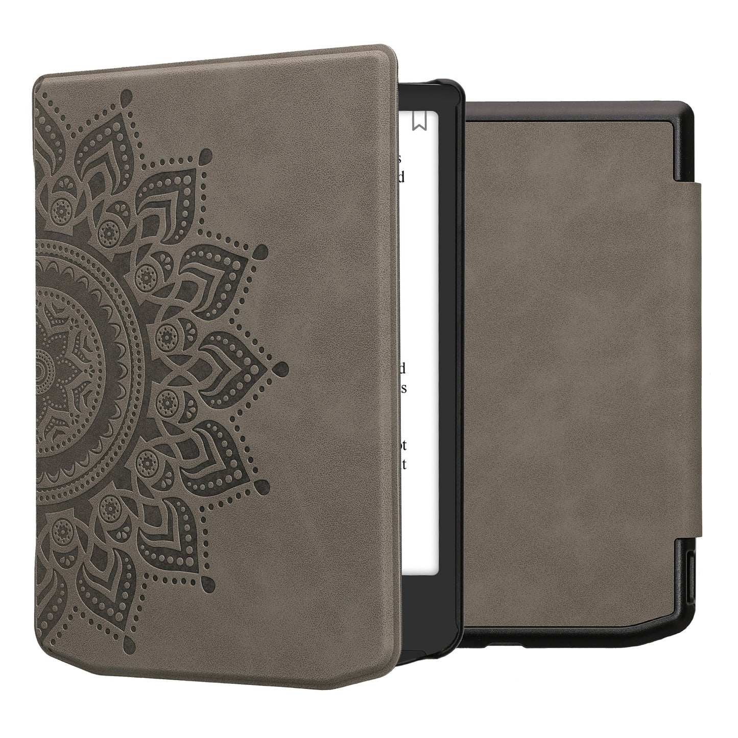kwmobile Hülle kompatibel mit Pocketbook Verse / Verse Lite / Verse Pro / Color / Vivlio Light/Light HD Hülle - Kunstleder Cover - Aufgehende Sonne Grau Grau  [dsg02]