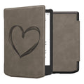 kwmobile Hülle kompatibel mit Pocketbook Verse / Verse Lite / Verse Pro / Color / Vivlio Light/Light HD Hülle - Kunstleder Cover - Herz Brush Grau Grau  [dsg03]