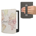 kwmobile Klapphülle kompatibel mit Pocketbook Verse / Verse Lite / Verse Pro / Color / Vivlio Light/Light HD Hülle - Flipcase für den eReader mit Handschlaufe - Travel Schriftzug Schwarz Mehrfarbig Schwarz  [dsg05]