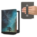 kwmobile Klapphülle kompatibel mit Pocketbook Verse / Verse Lite / Verse Pro / Color / Vivlio Light/Light HD Hülle - Flipcase für den eReader mit Handschlaufe - Galaxie Baum Wiese Blau Grau Schwarz Blau  [dsg06]