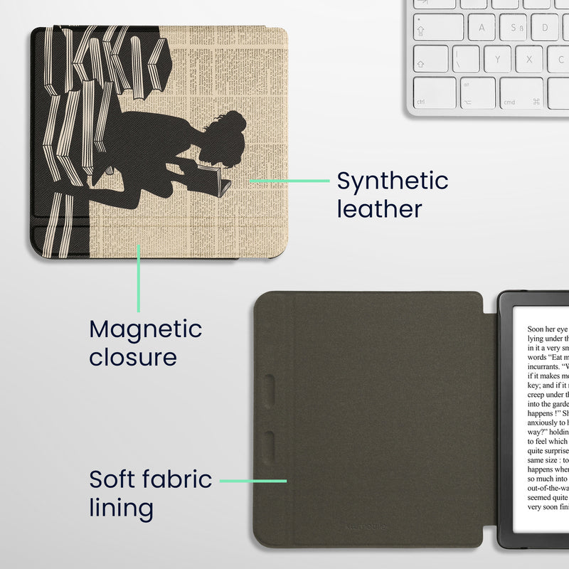 kwmobile Protective Case for Kobo Libra Colour / Tolino Vision Color - eReader Flip Case with Auto Sleep Function