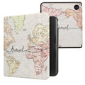 kwmobile Klapphülle kompatibel mit Kobo Kobo Libra Colour / Tolino Vision Color Hülle - eReader Case - Travel Schriftzug Schwarz Mehrfarbig Schwarz  [dsg06]