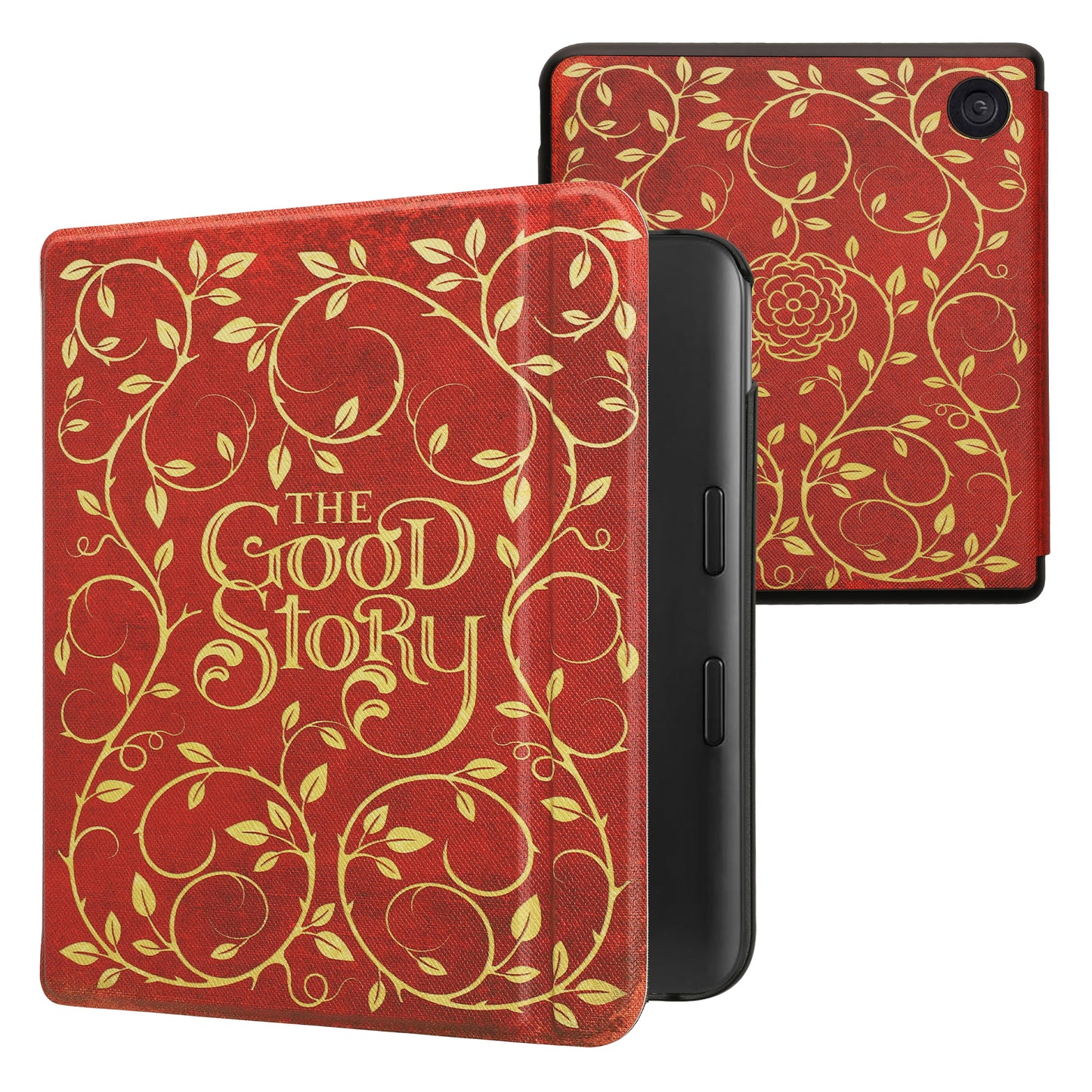 kwmobile Klapphülle kompatibel mit Kobo Kobo Libra Colour / Tolino Vision Color Hülle - eReader Case - Buchcover Good Story Gelb Orange Rot Gelb  [dsg11]