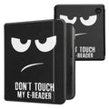 kwmobile Klapphülle kompatibel mit Kobo Kobo Libra Colour / Tolino Vision Color Hülle - eReader Case - Don't touch my E-Reader Weiß Schwarz Weiß  [dsg18]