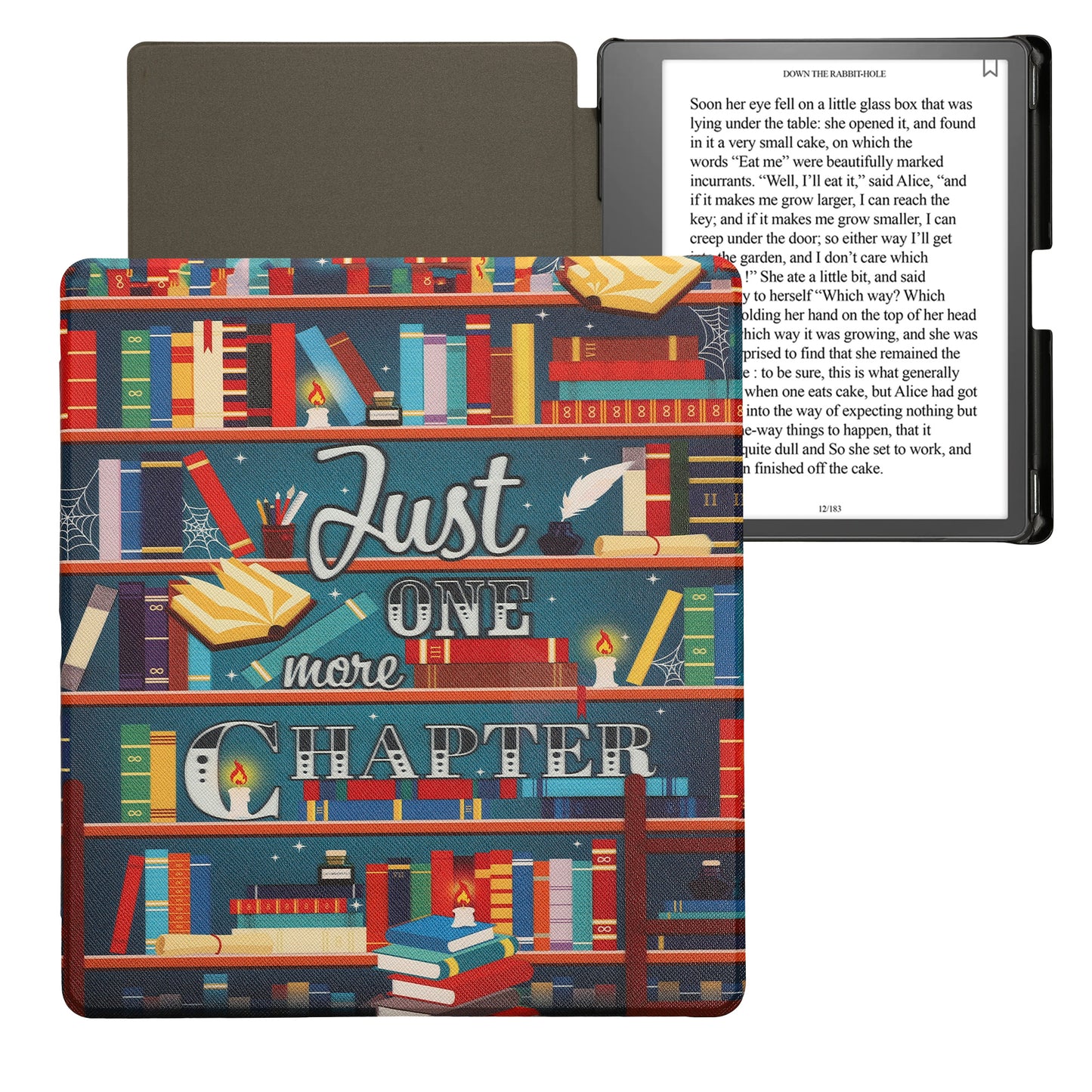 kwmobile Case for Amazon Kindle Scribe (2022/2024) - eReader Flip Cover with Auto Sleep Function - Library Motto