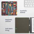 kwmobile Case for Amazon Kindle Scribe (2022/2024) - eReader Flip Cover with Auto Sleep Function - Library Motto