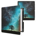 kwmobile Klapphülle kompatibel mit Amazon Kindle Scribe (2022/2024) Hülle - eReader Case - Galaxie Baum Wiese Blau Grau Schwarz Blau  [dsg02]