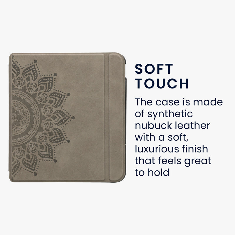kwmobile Case for Kobo Libra Colour / Tolino Vision Color - Faux Leather eReader Cover with Auto Sleep Function - Rising Sun