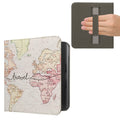kwmobile Klapphülle kompatibel mit Kobo Kobo Libra Colour / Tolino Vision Color Hülle - Flipcase für den eReader mit Handschlaufe - Travel Schriftzug Schwarz Mehrfarbig Schwarz  [dsg05]