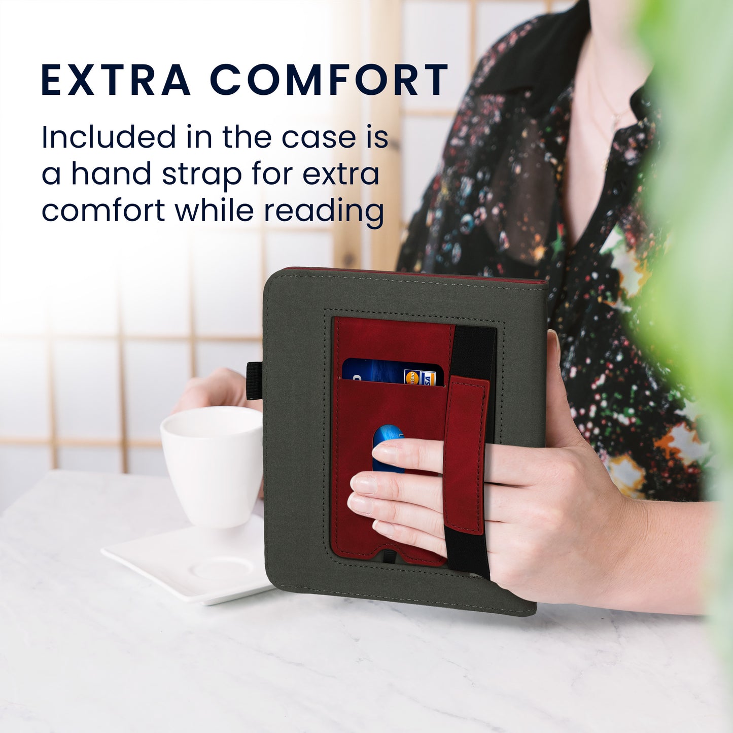 kwmobile Protective Case Compatible with Kobo Libra Colour / Tolino Vision Color Flip Case - Cover with Hand Strap