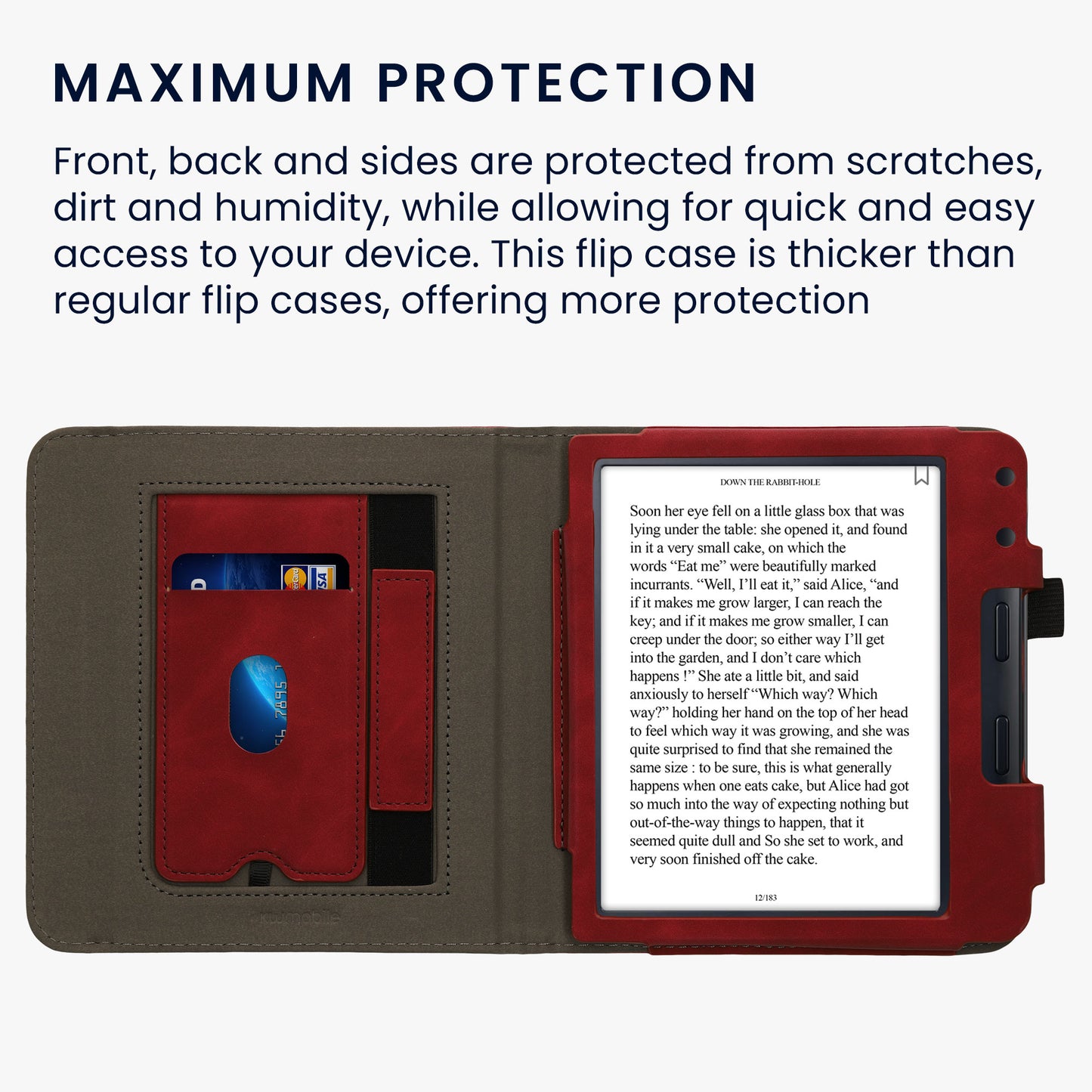 kwmobile Protective Case Compatible with Kobo Libra Colour / Tolino Vision Color Flip Case - Cover with Hand Strap