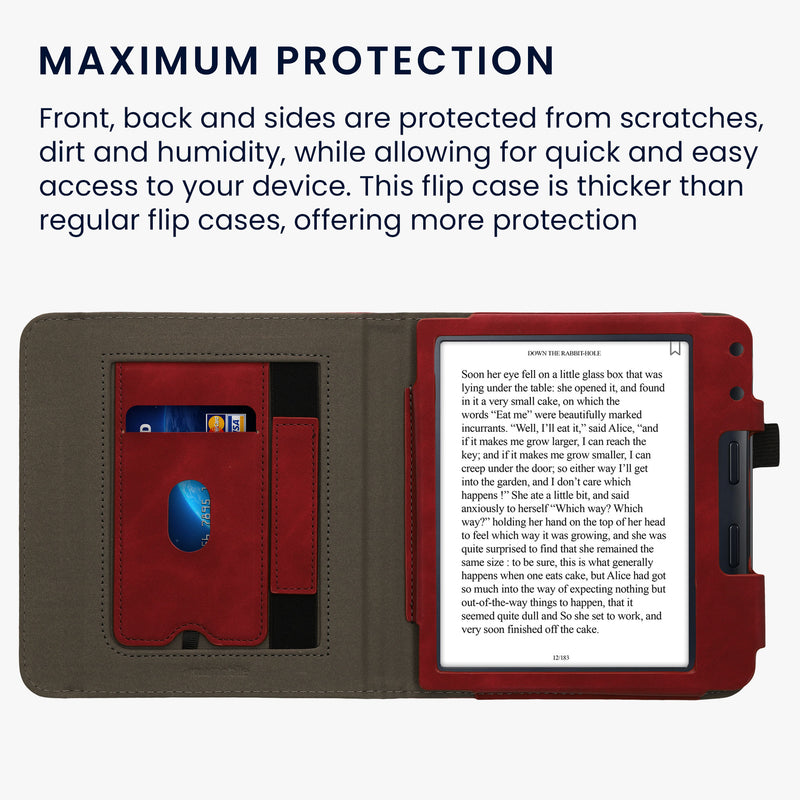 kwmobile Protective Case Compatible with Kobo Libra Colour / Tolino Vision Color Flip Case - Cover with Hand Strap