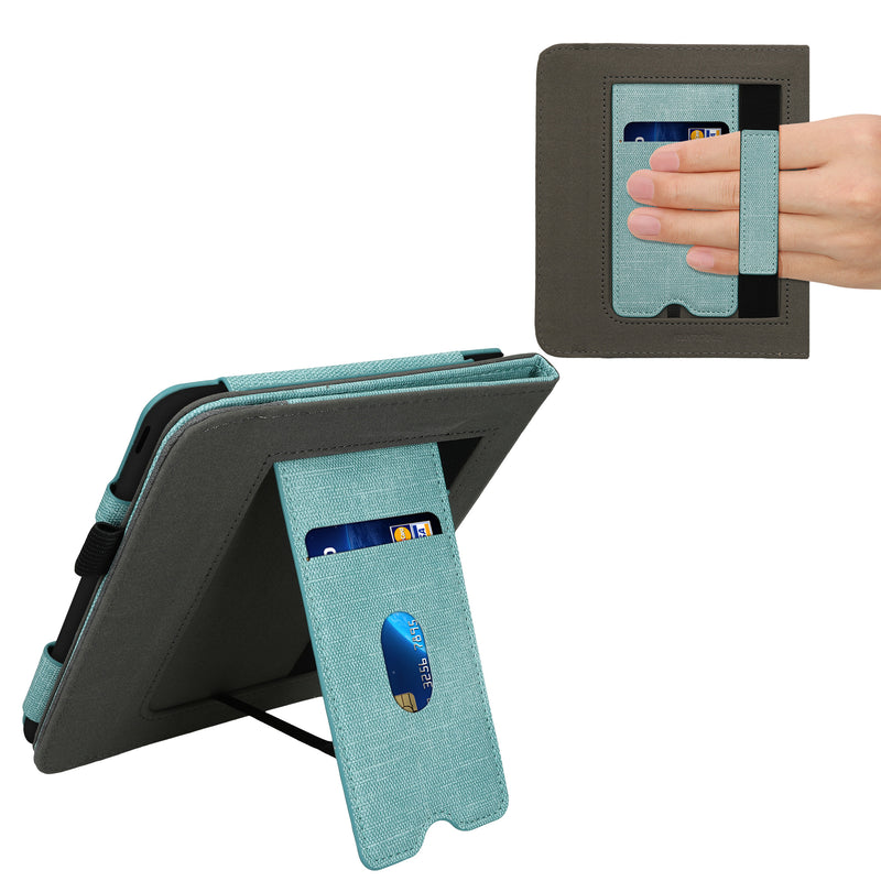 kwmobile Case Compatible with Kobo Libra Colour / Tolino Vision Color Case - Flip Case with Hand Strap - Faux Leather Cover