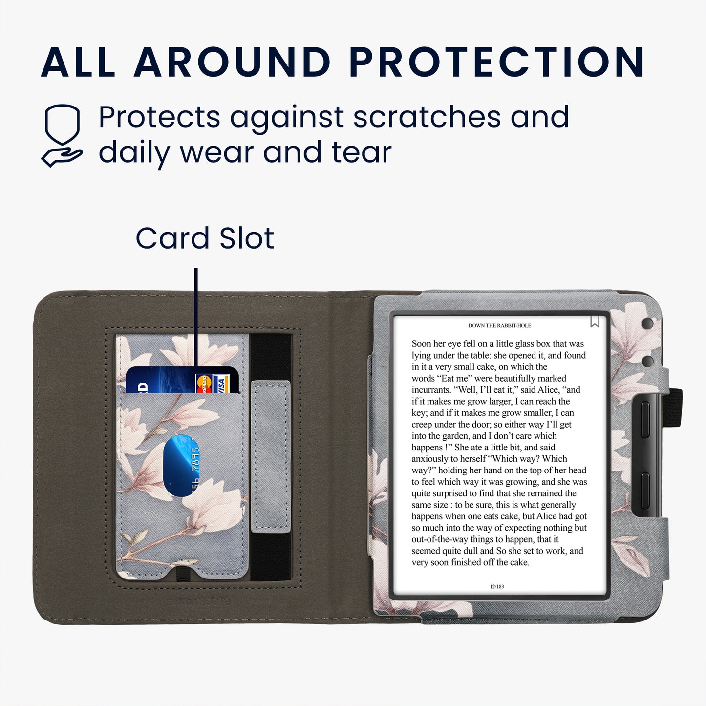 kwmobile Flip Cover compatible with Kobo Libra Colour / Tolino Vision Color - Case with Hand Strap