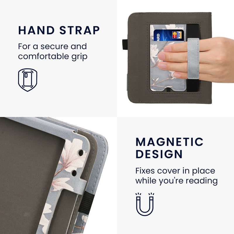 kwmobile Flip Cover compatible with Kobo Libra Colour / Tolino Vision Color - Case with Hand Strap