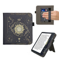 kwmobile Flip Cover kompatibel mit Kobo Kobo Libra Colour / Tolino Vision Color - Hülle mit Handschlaufe Tarot Karten Dunkelblau Gelb Schwarz Dunkelblau  [dsg04]