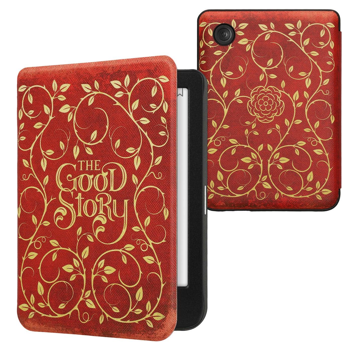 kwmobile Klapphülle kompatibel mit Kobo Clara BW / Clara Colour / Tolino Shine (5) / Shine Color Hülle - eReader Case - Buchcover Good Story Gelb Orange Rot Gelb  [dsg12]