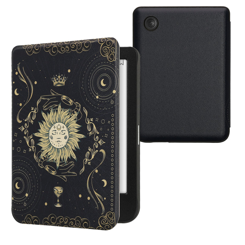 kwmobile Klapphülle kompatibel mit Kobo Clara BW / Clara Colour / Tolino Shine (5) / Shine Color Hülle - eReader Case - Tarot Karten Dunkelblau Gelb Schwarz Dunkelblau  [dsg13]
