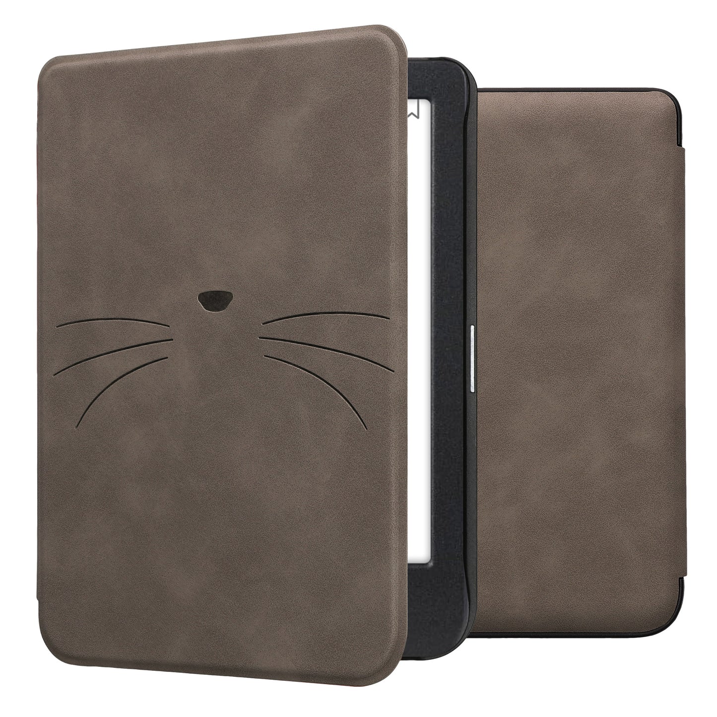 kwmobile Hülle kompatibel mit Kobo Clara BW / Clara Colour / Tolino Shine (5) / Shine Color Hülle - Kunstleder Cover - Katze Miau Grau Grau  [dsg04]
