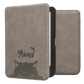 kwmobile Hülle kompatibel mit Kobo Clara BW / Clara Colour / Tolino Shine (5) / Shine Color Hülle - Kunstleder Cover - Katze Meow Grau Schwarz Grau  [dsg08]