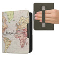 kwmobile Klapphülle kompatibel mit Kobo Clara BW / Clara Colour / Tolino Shine (5) / Shine Color Hülle - Flipcase für den eReader mit Handschlaufe - Travel Schriftzug Schwarz Mehrfarbig Schwarz  [dsg03]
