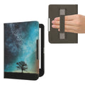 kwmobile Klapphülle kompatibel mit Kobo Clara BW / Clara Colour / Tolino Shine (5) / Shine Color Hülle - Flipcase für den eReader mit Handschlaufe - Galaxie Baum Wiese Blau Grau Schwarz Blau  [dsg06]