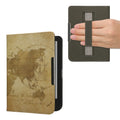 kwmobile Klapphülle kompatibel mit Kobo Clara BW / Clara Colour / Tolino Shine (5) / Shine Color Hülle - Flipcase für den eReader mit Handschlaufe - Travel Vintage Braun Hellbraun Braun  [dsg09]