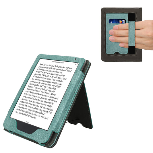 kwmobile Hülle kompatibel mit Kobo Clara BW / Clara Colour / Tolino Shine (5) / Shine Color Hülle - Flip Case mit Handschlaufe - Kunstleder Cover - Mintgrün Dunkelgrau Mintgrün  