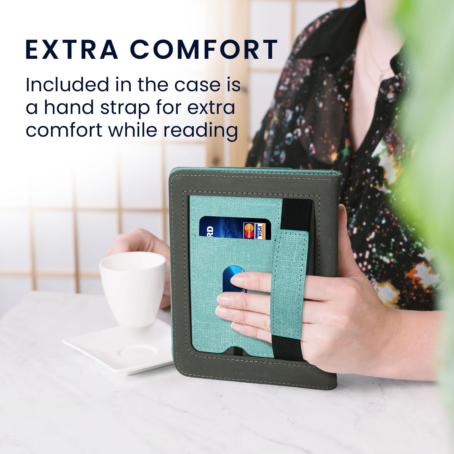 kwmobile Case Compatible with Kobo Clara BW / Clara Colour / Tolino Shine (5) / Shine Color Case - Flip Case with Hand Strap - Cover