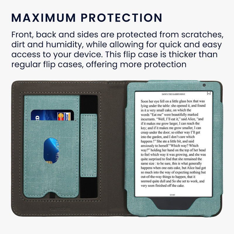 kwmobile Case Compatible with Kobo Clara BW / Clara Colour / Tolino Shine (5) / Shine Color Case - Flip Case with Hand Strap - Cover