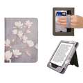kwmobile Flip Cover kompatibel mit Kobo Clara BW / Clara Colour / Tolino Shine (5) / Shine Color - Hülle mit Handschlaufe Magnolien Taupe Weiß Blaugrau Taupe  [dsg01]