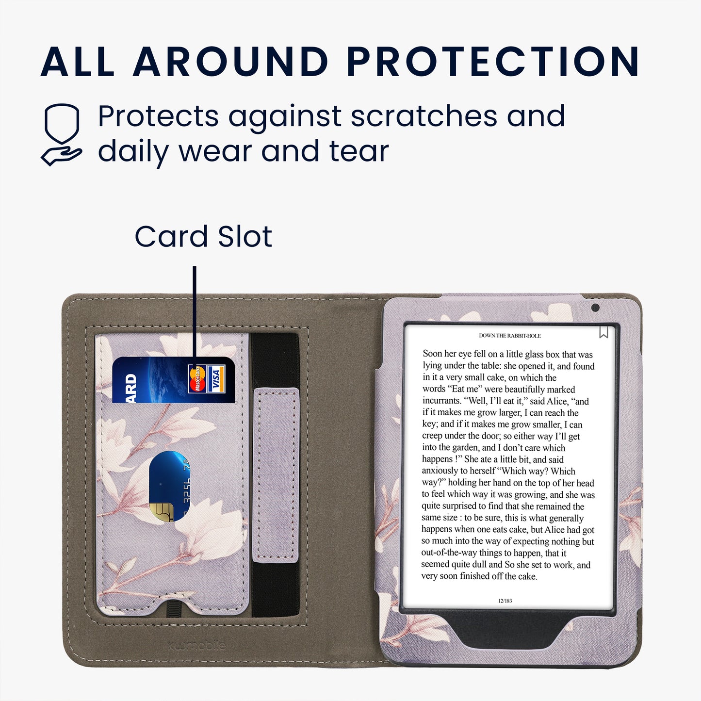 kwmobile Flip Case compatible with Kobo Clara BW / Clara Colour / Tolino Shine (5) / Shine Color - Cover with Hand Strap