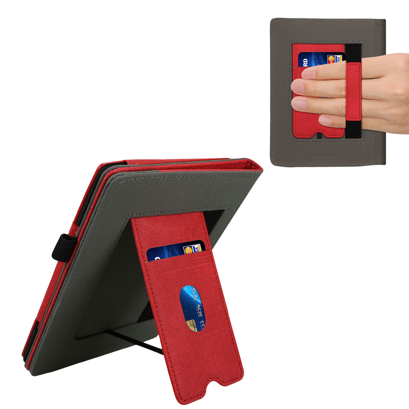 kwmobile Case Compatible with Pocketbook InkPad 4 / Color 3 / Color 2 / Vivlio InkPad 4 / InkPad Color 3 Case - Flip Case with Hand Strap - Faux Leather Cover
