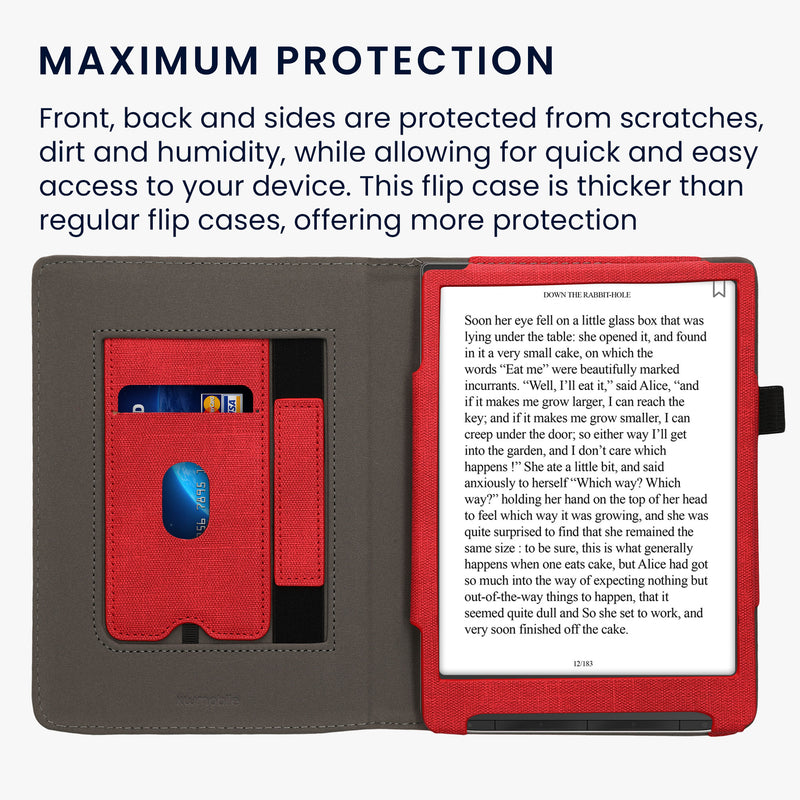 kwmobile Case Compatible with Pocketbook InkPad 4 / Color 3 / Color 2 / Vivlio InkPad 4 / InkPad Color 3 Case - Flip Case with Hand Strap - Faux Leather Cover