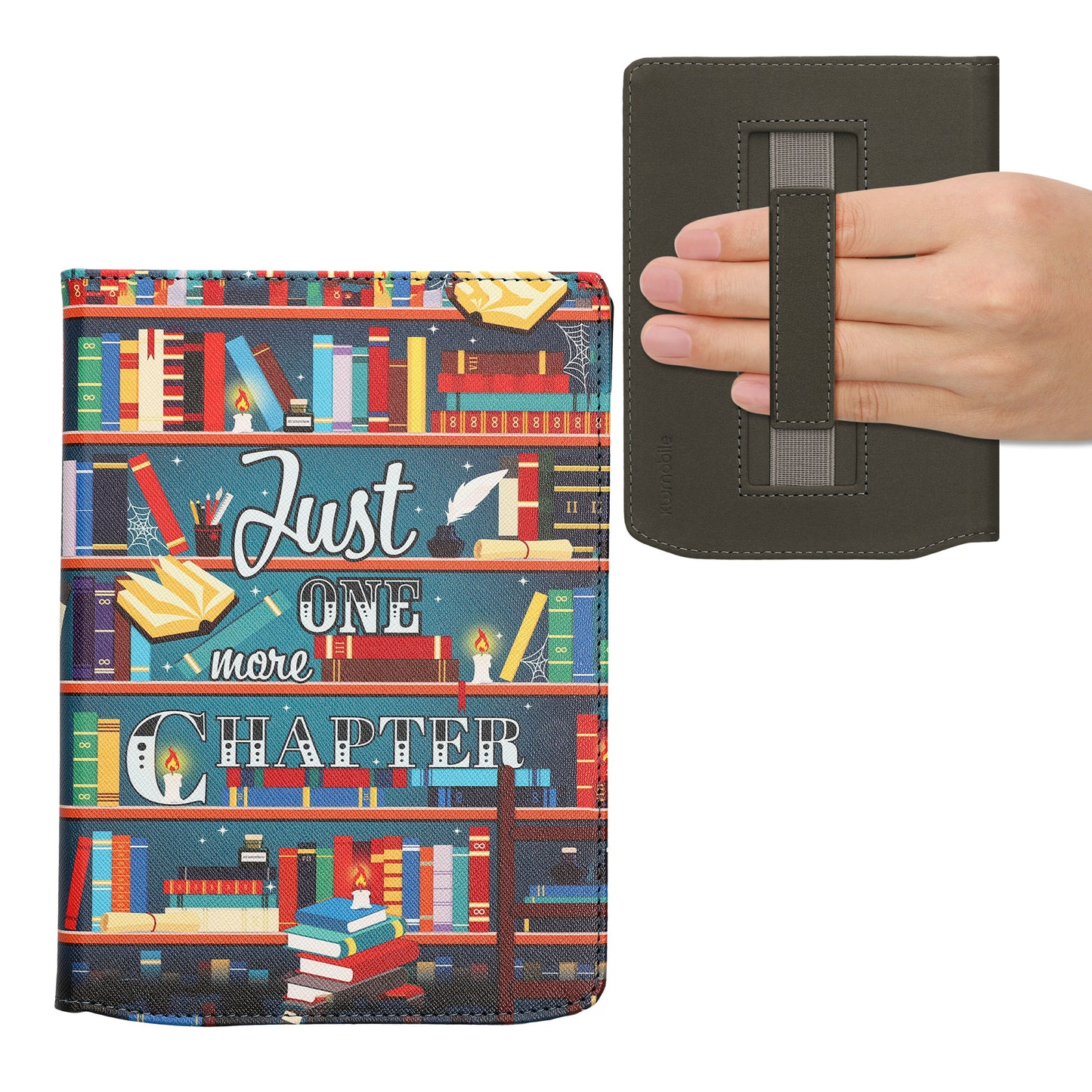 kwmobile Case for Pocketbook InkPad 4 / Color 3 / Color 2 / Vivlio InkPad 4 / InkPad Color 3 Cover - eReader Flip Case with Hand Strap and Auto Sleep Function