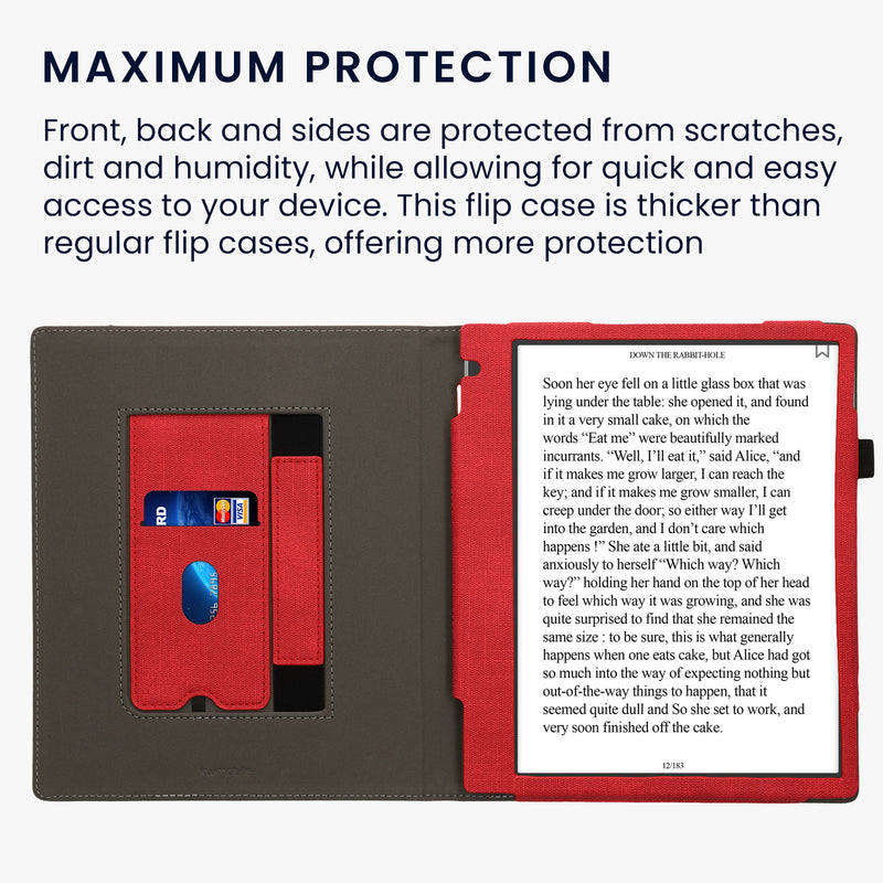kwmobile Case Compatible with Pocketbook InkPad Eo / Bigme InkNote Color+ Case - Flip Case with Hand Strap - Faux Leather Cover