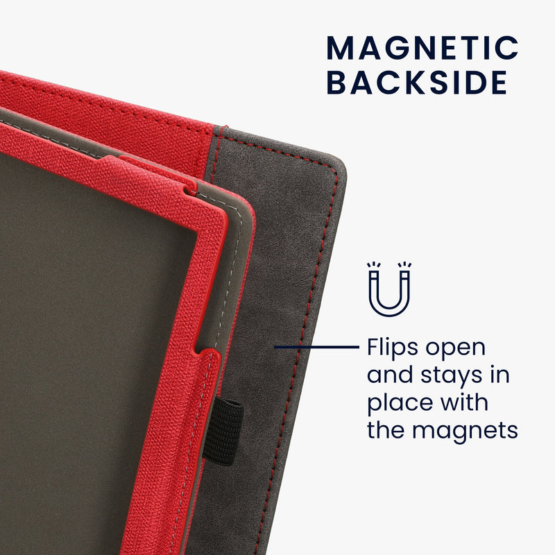 kwmobile Case Compatible with Pocketbook InkPad Eo / Bigme InkNote Color+ Case - Flip Case with Hand Strap - Faux Leather Cover