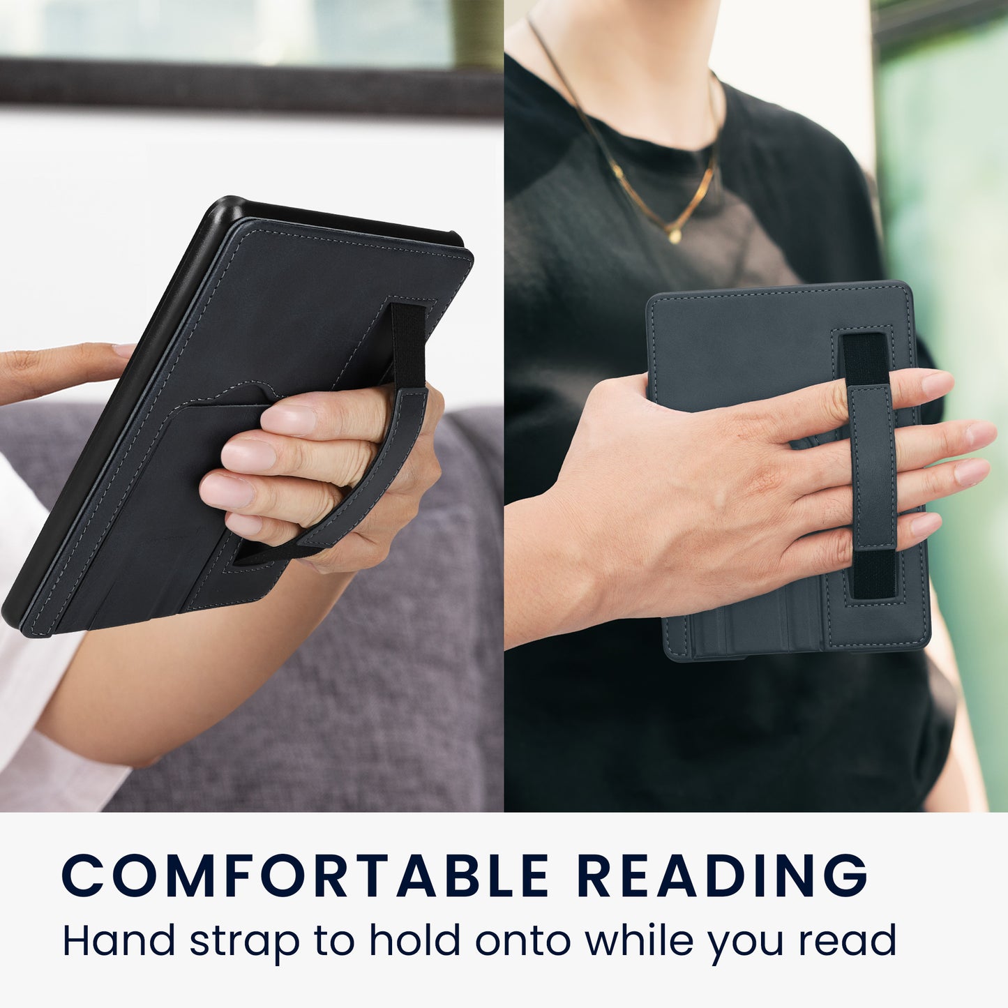 kwmobile Case Compatible with Amazon Kindle Oasis 10th Gen with Stand and Hand Strap