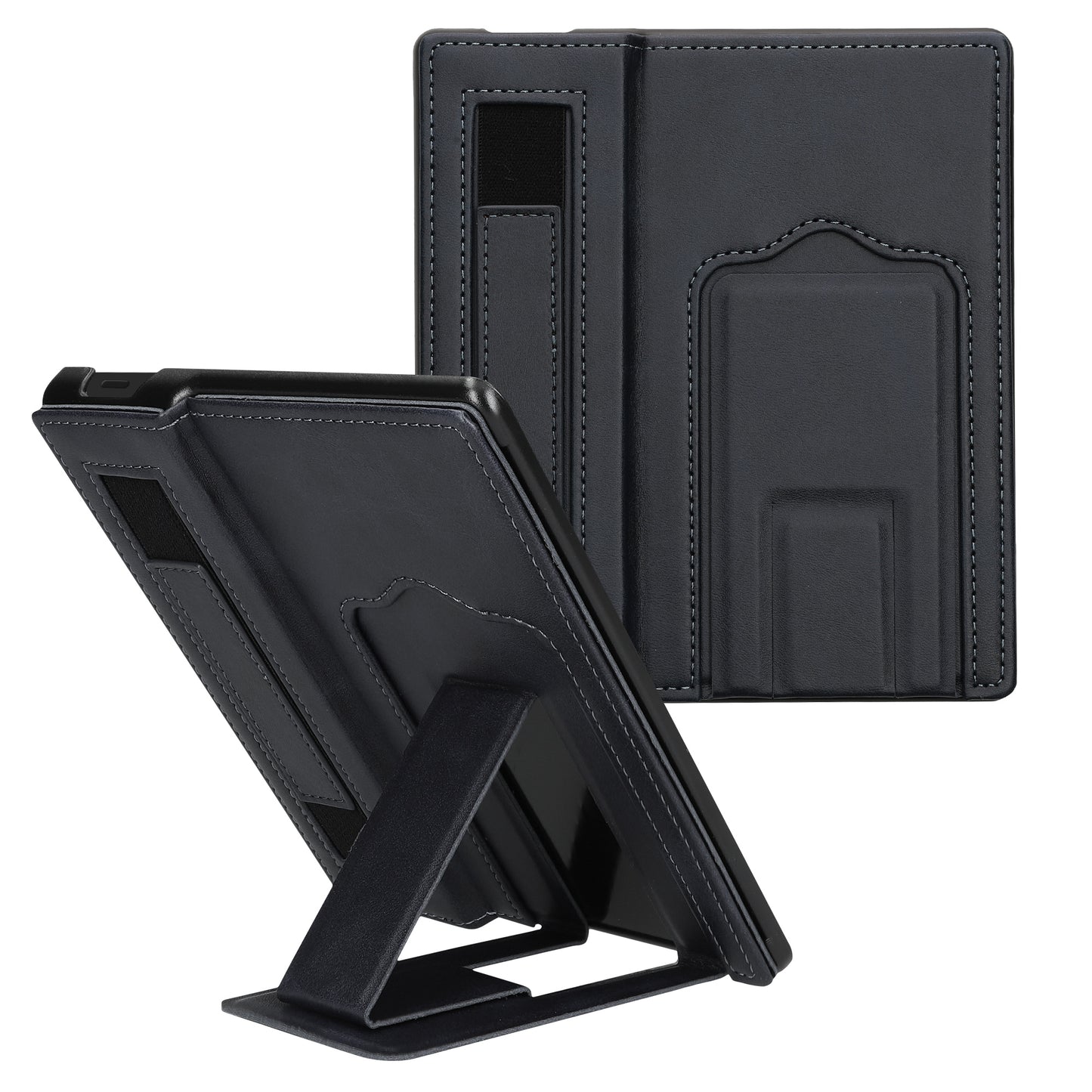 kwmobile Kunstleder Schutzhülle kompatibel mit Amazon Kindle Oasis 10. Generation Hülle - Kunstlederhülle mit Ständer und Handgurt - Dunkelblau Dunkelblau  