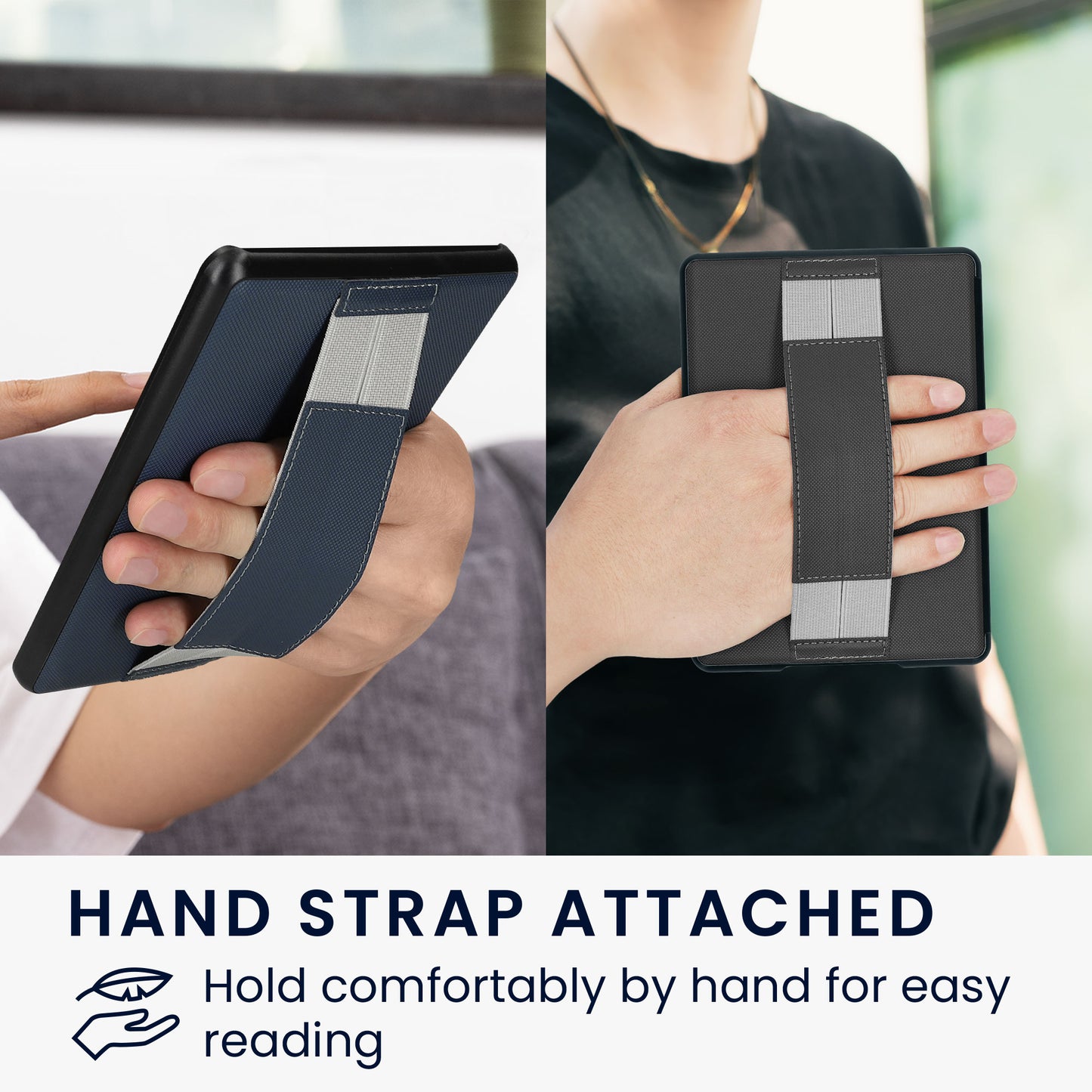 kwmobile Case Compatible with Kobo Libra 2 Cover with Elastic Hand Strap