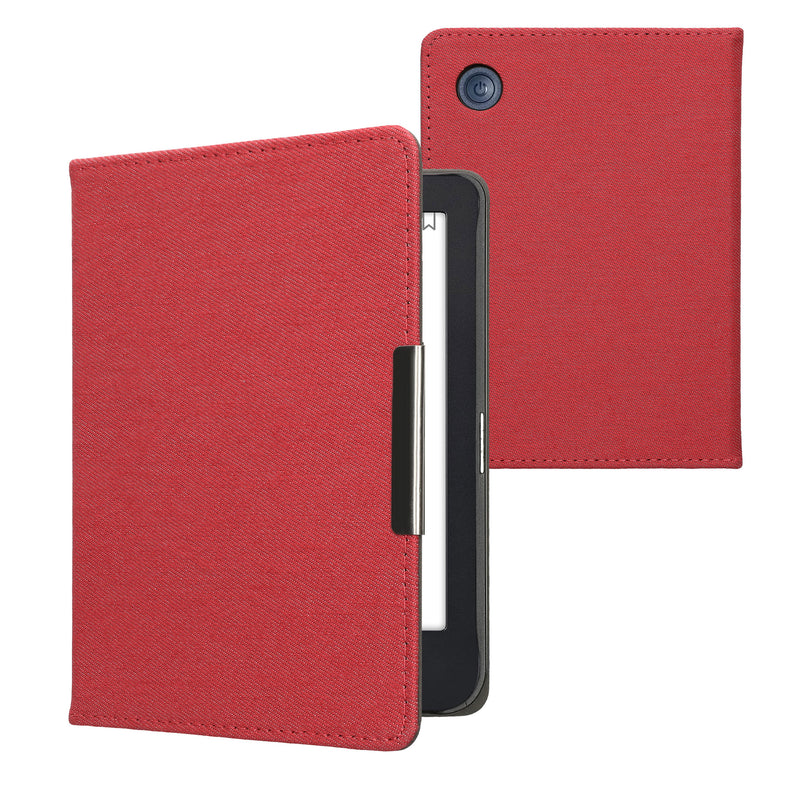 kwmobile Klapphülle kompatibel mit Kobo Clara 2E / Tolino Shine 4 - Schutzhülle e-Reader - Hülle eReader - Rot Rot  