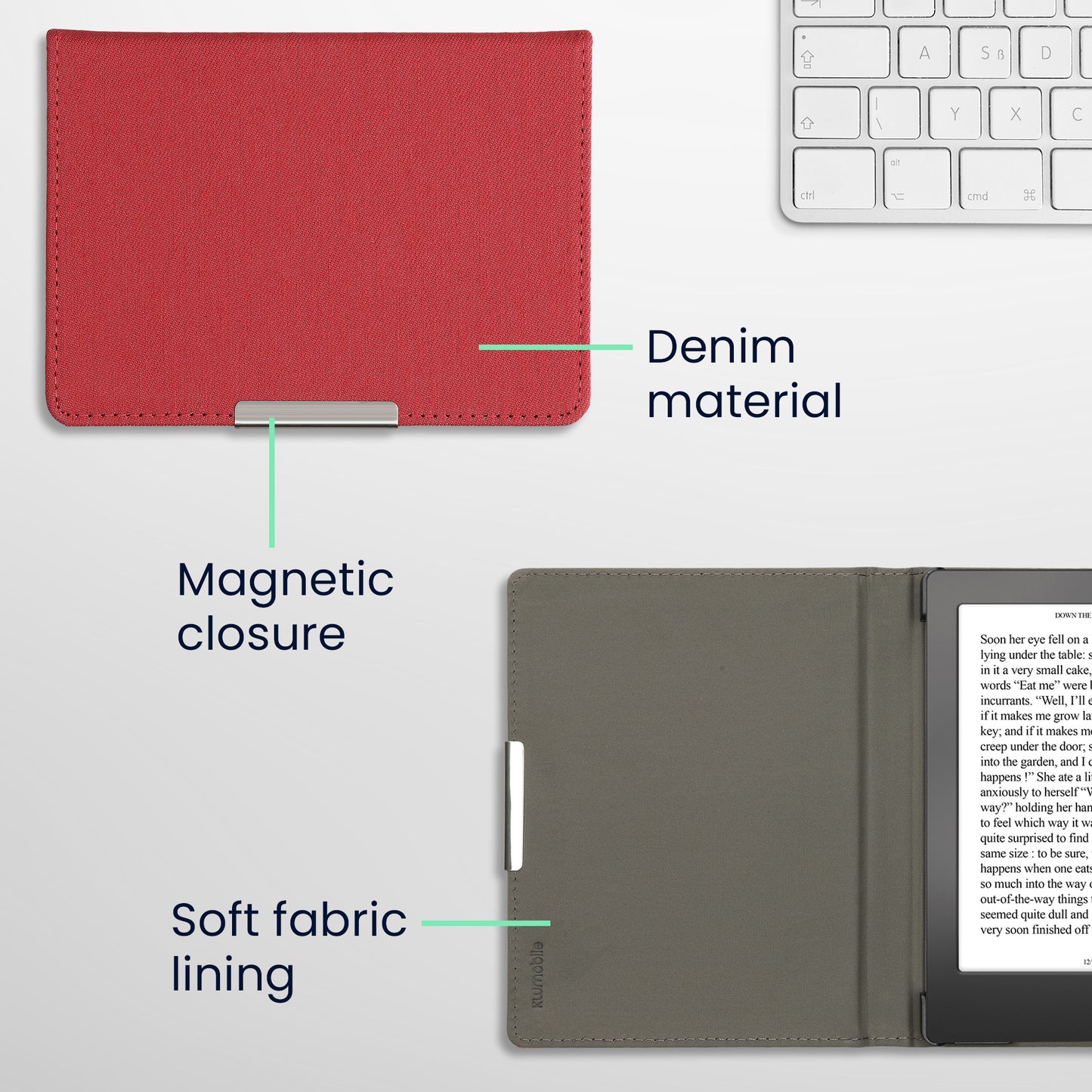 kwmobile Foldable Case compatible with Kobo Clara 2E / Tolino Shine 4 - e-Reader Protective Case - eReader Cover