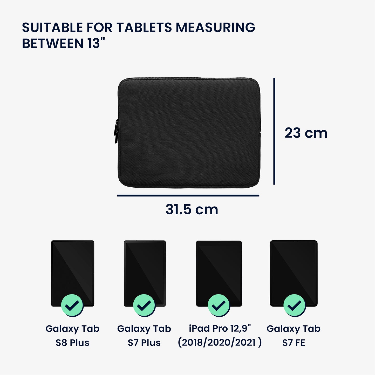 kwmobile Tablet Case compatible with 13" Tablet - Universal Bag Cover Case - Protective Sleeve