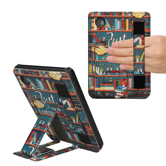 kwmobile Schutzhülle kompatibel mit Kobo Clara 2E / Tolino Shine 4 Hülle - Kunstlederhülle mit Ständer und Handgurt - Bibliothek Motto - Mehrfarbig Mehrfarbig  [dsg01]
