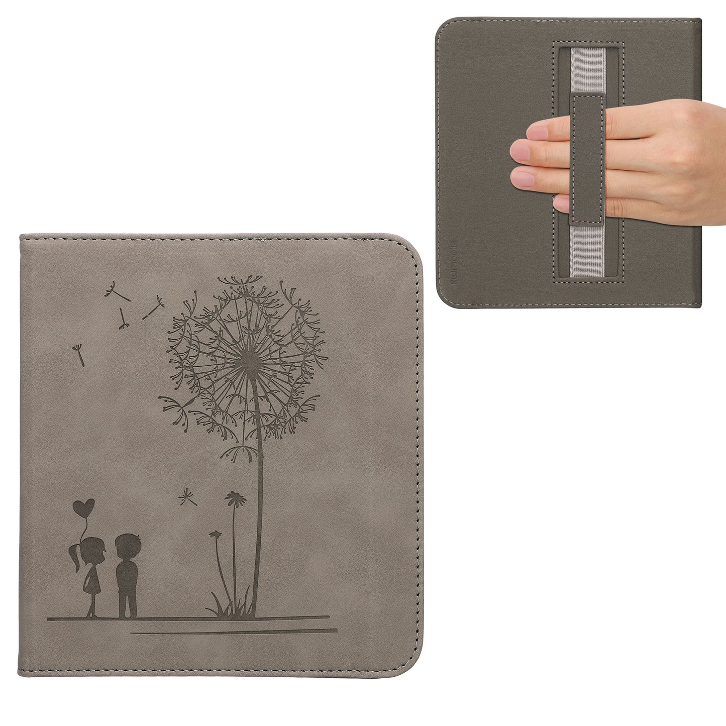 kwmobile Flip Case compatible with Kobo Libra Colour / Tolino Vision Color - Faux Leather eReader Cover - with Hand Strap