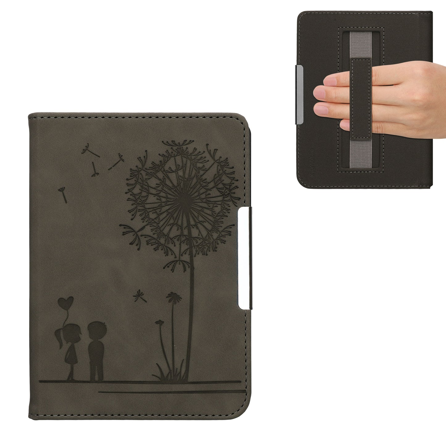 kwmobile Flip Case compatible with Kobo Clara BW / Clara Colour / Tolino Shine (5) / Shine Color - Faux Leather eReader Cover - with Hand Strap