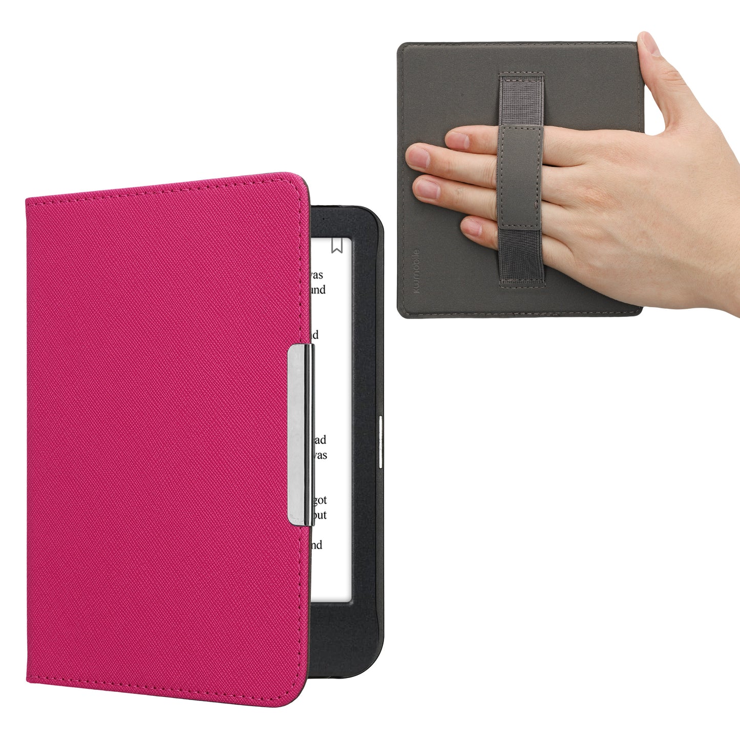 kwmobile Klapphülle kompatibel mit Kobo Clara BW / Clara Colour / Tolino Shine (5) / Shine Color Hülle - Schutzhülle für den eReader aus Kunstleder mit Handschlaufe in Neon Pink Neon Pink  