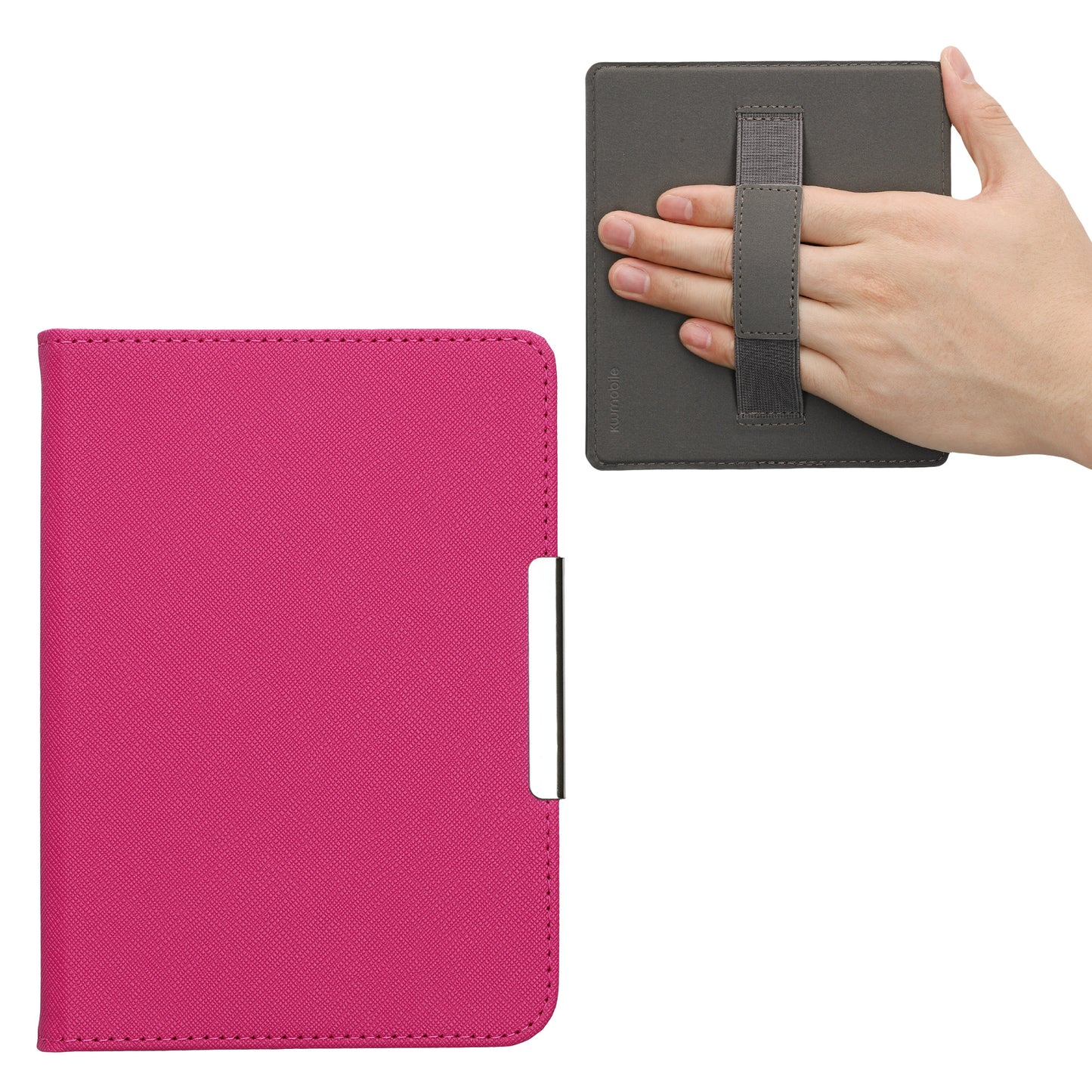 kwmobile Flip Cover compatible with Kobo Clara BW / Clara Colour / Tolino Shine (5) / Shine Color Case - Faux Leather eReader Protective Cover with Hand Strap